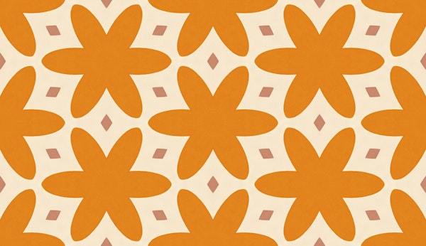 Groovy Tangerine Retro Flowers