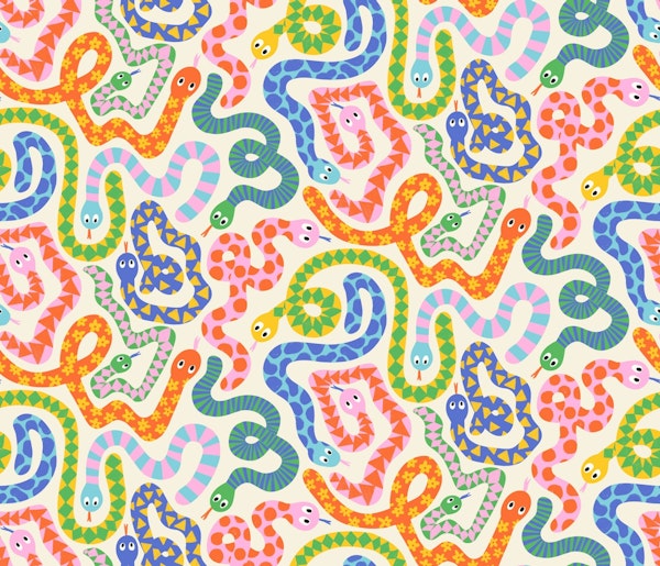 Happy Bright Rainbow Snakes - White
