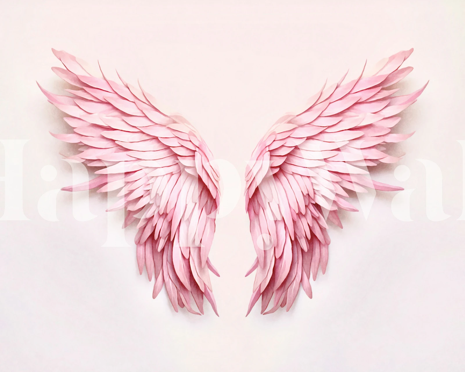 Pink angel wings wallpaper in a room