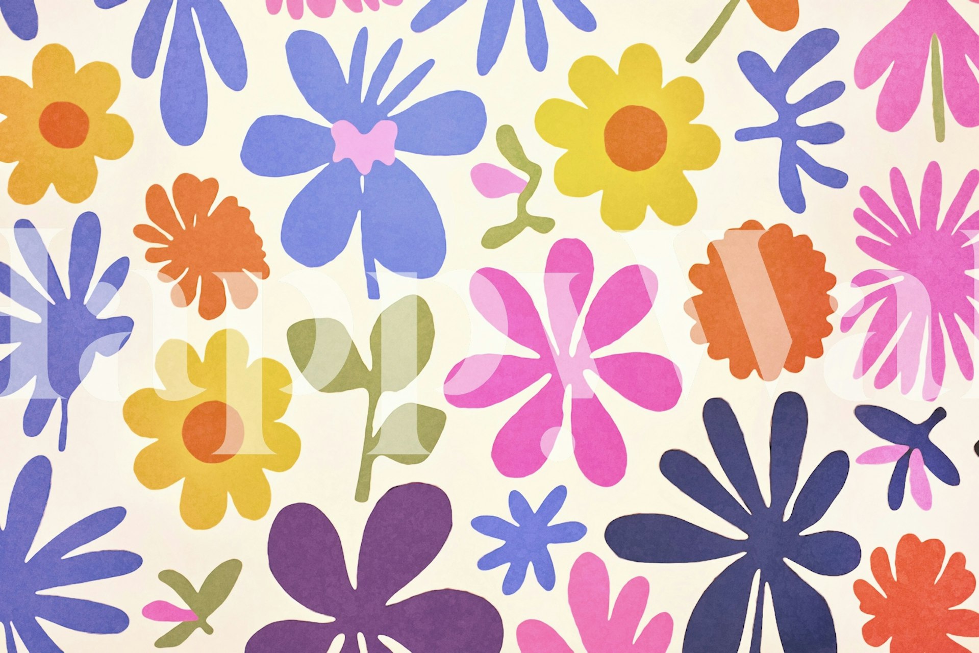 Colorful floral wallpaper in a room