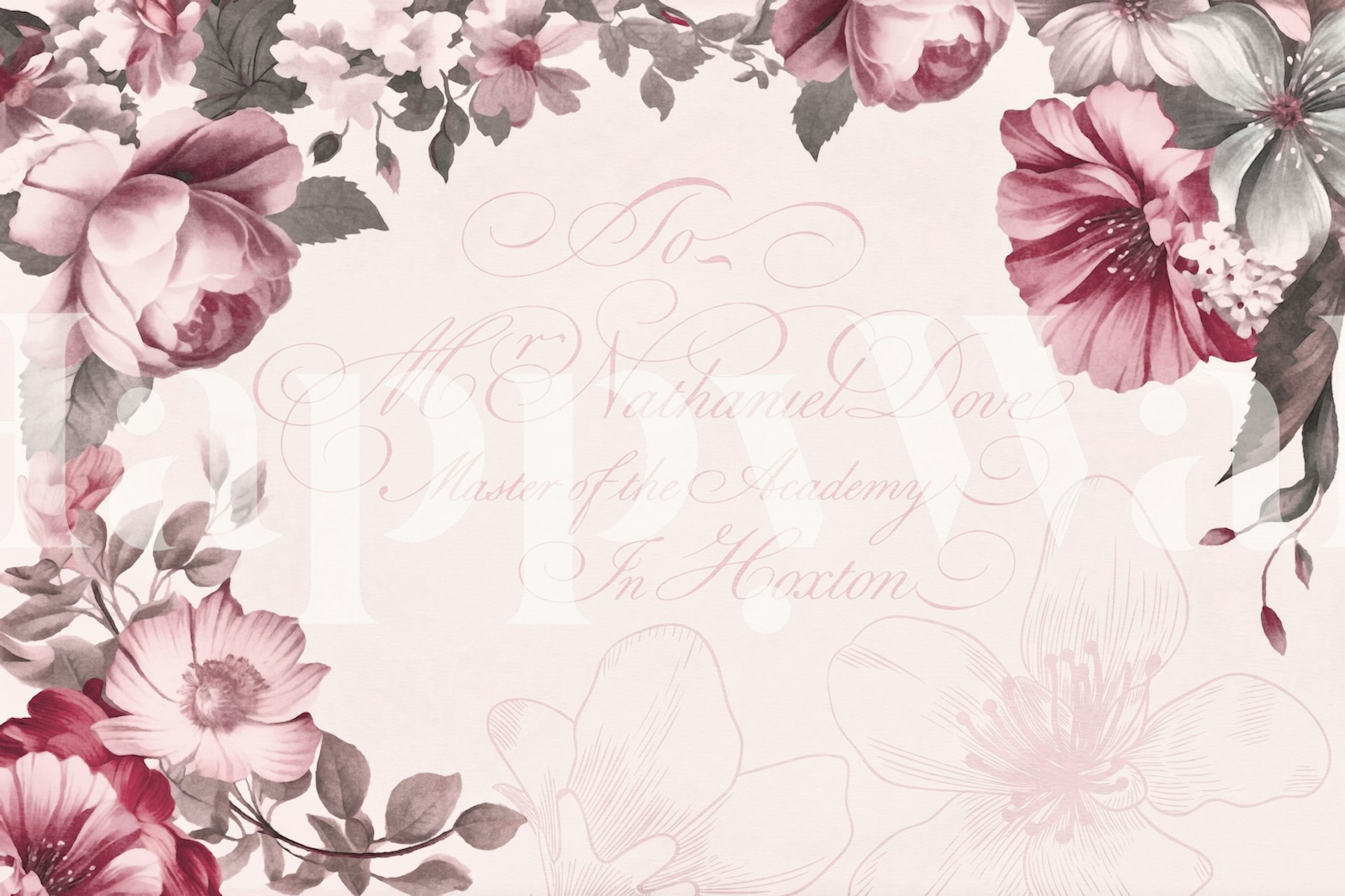 Blomstertapet i Pastel Pink nuancer