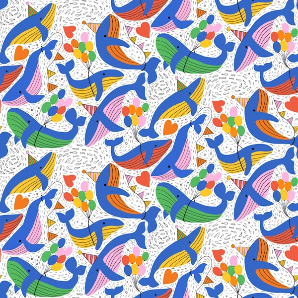 Humpback Whale Birthday Party - Bold Rainbow