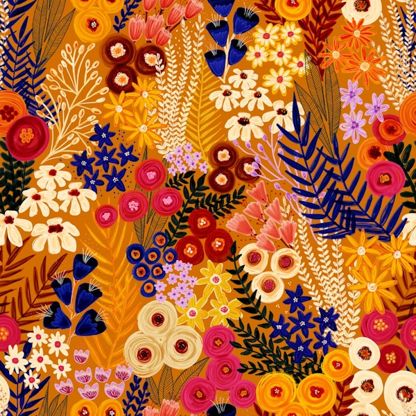 Painterly Wildflower Meadow Golden Hour