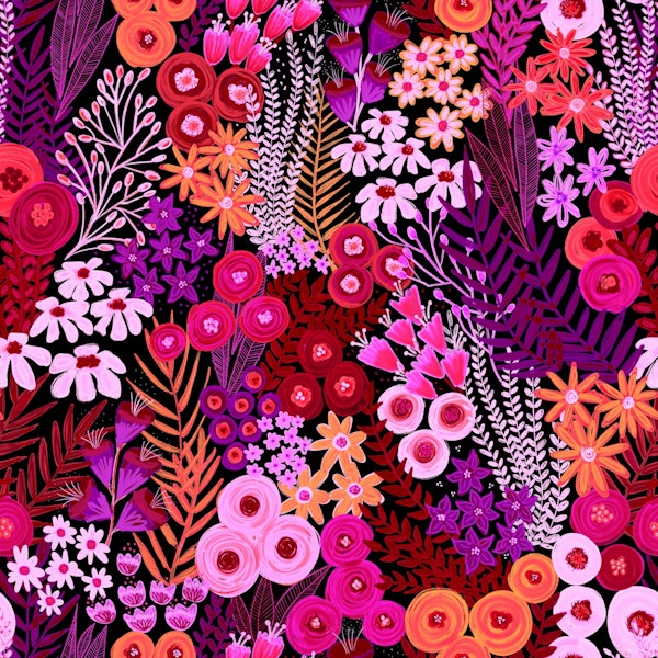 Painterly Wildflower Meadow Berry Tone