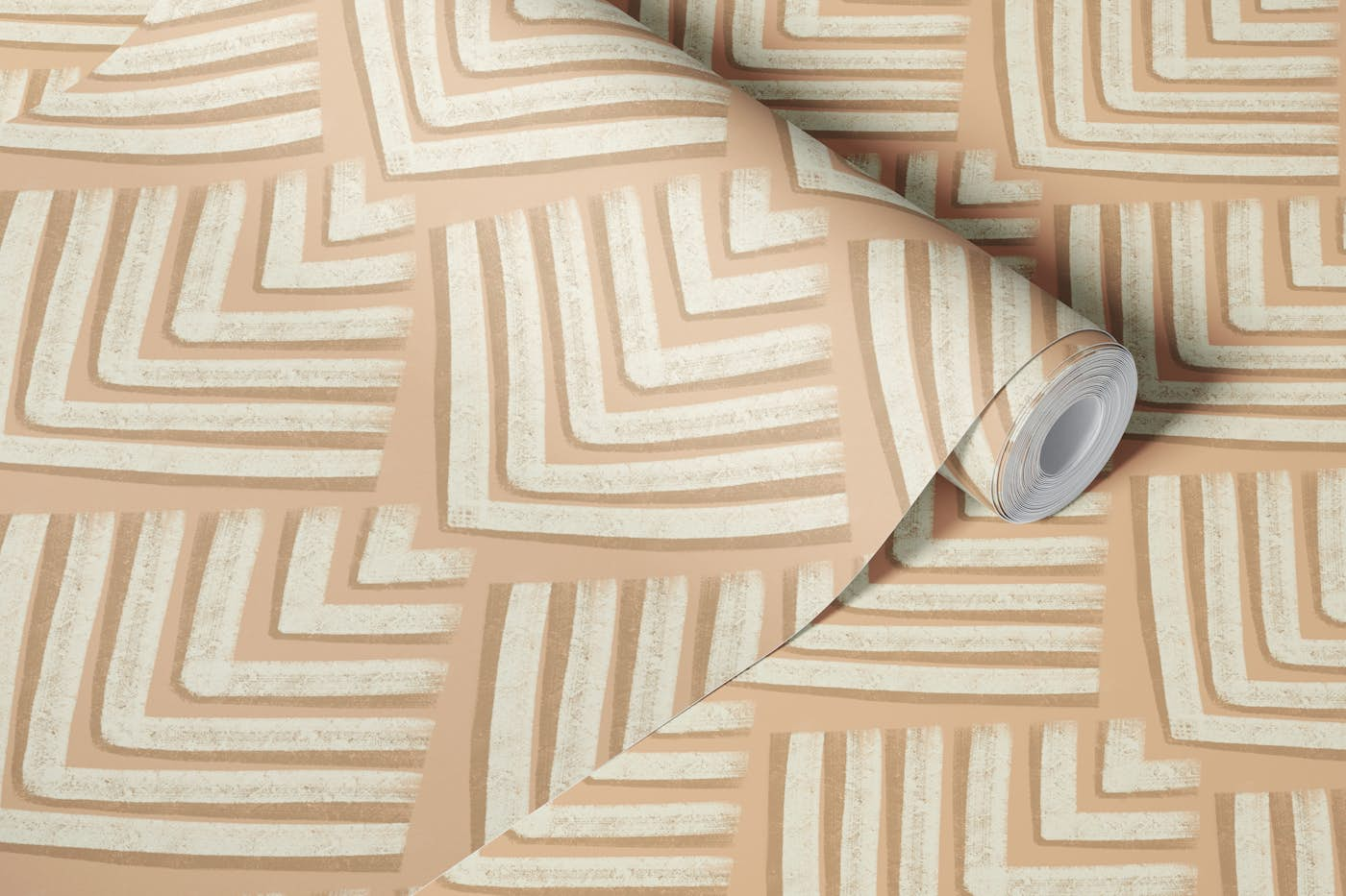 Boho Modern Shapes Shells Sand Beige Tan wallpaper roll