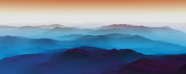 Mountains under Blue Haze