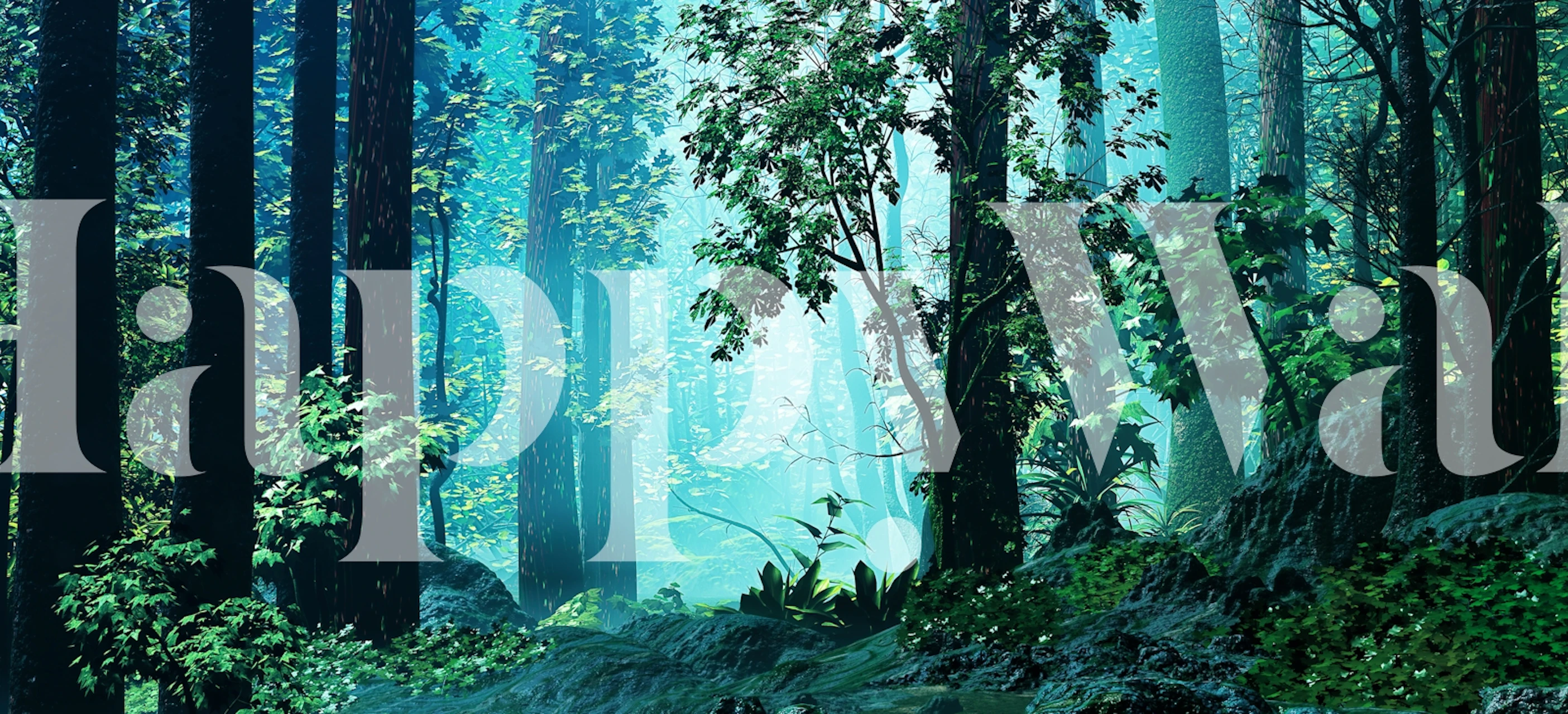 Wood at Dawn wallpaper design in a room