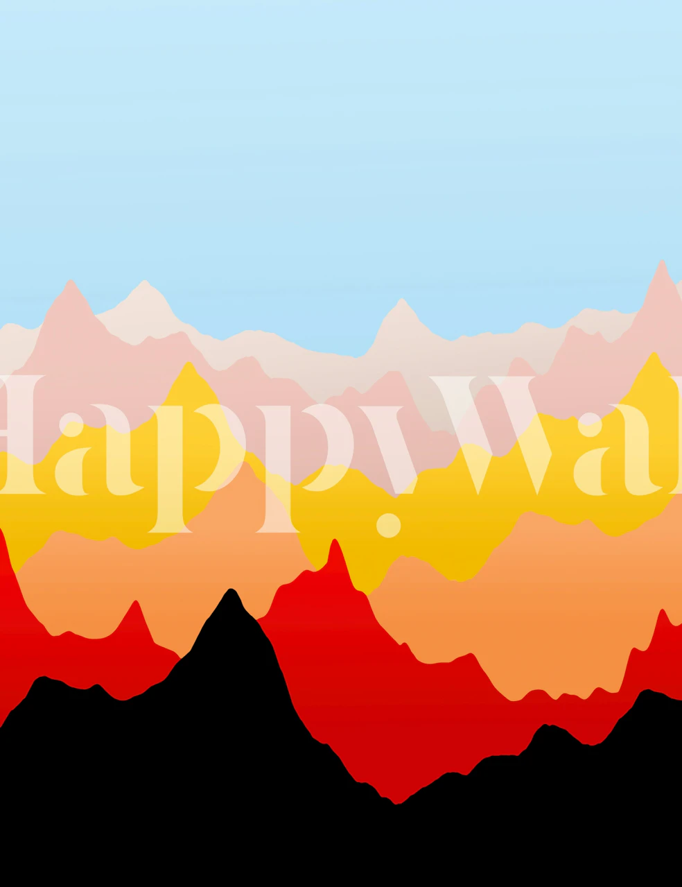 Colorful Mountains 2 wallpaper displayed in a room