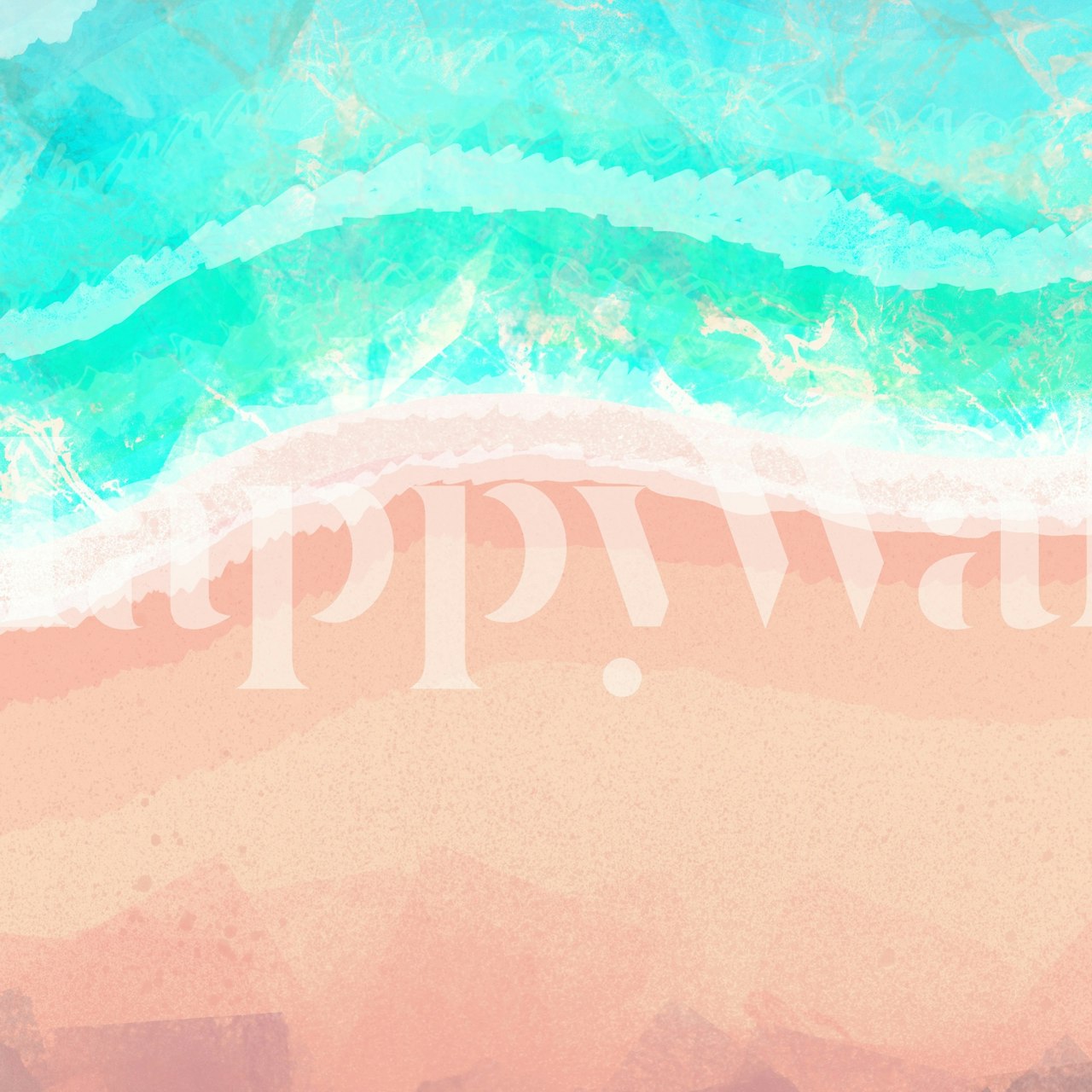 Abstrakt sjøbølge- og strandtapet i aqua og sandfarger