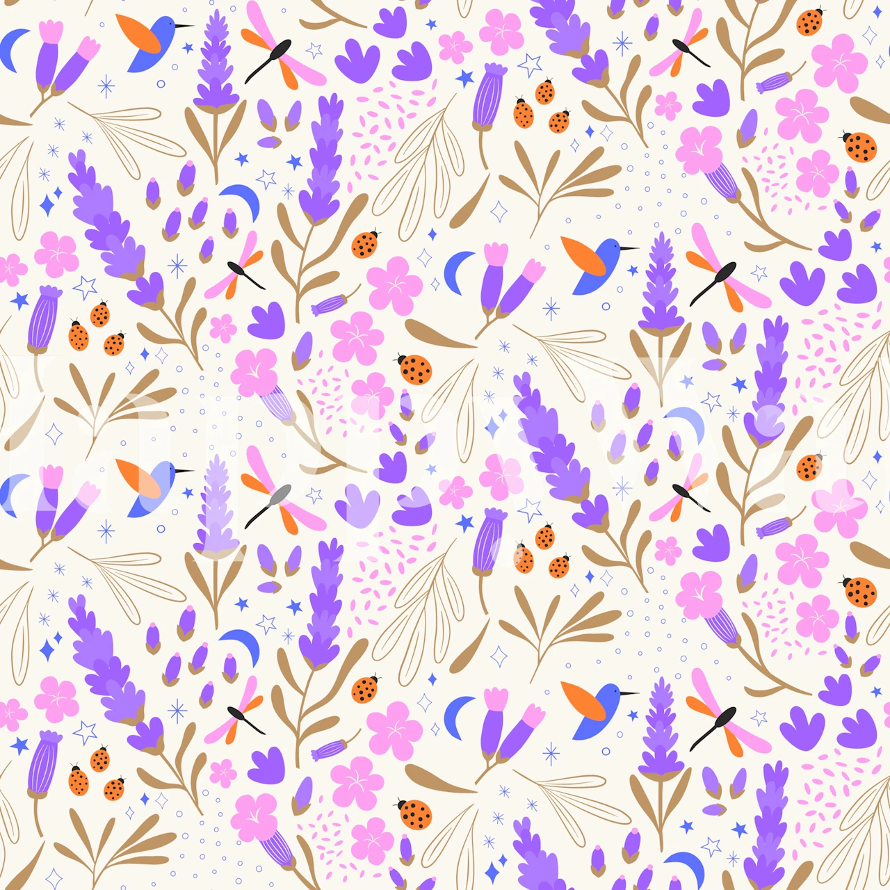 Lavender Magic Ditsy wallpaper in a room