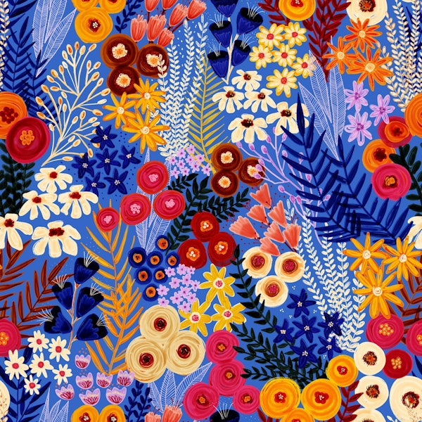 Painterly Wildflower Meadow Mountain