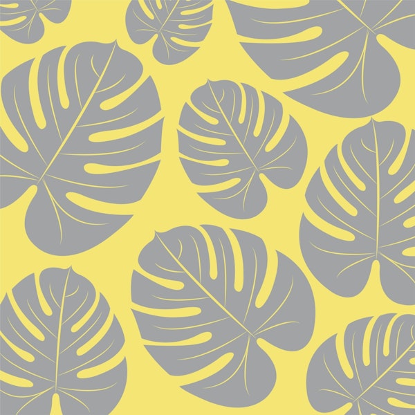 Taupe palm leaves yellow background