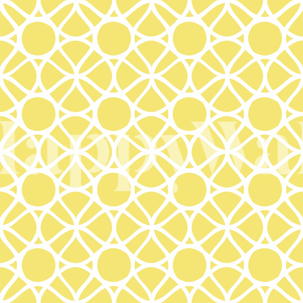 Geometric pattern with yellow circles and white shapes wallpaper