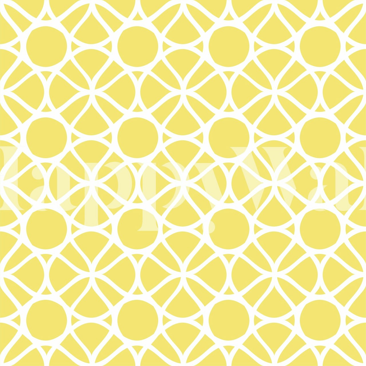 Lemon yellow circles pattern tapet i ett rum