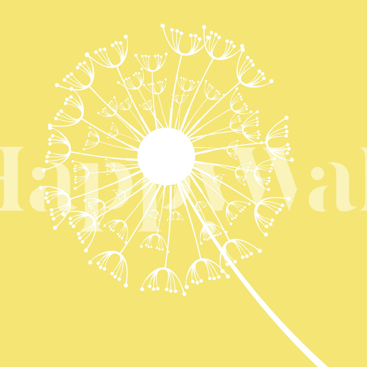 Saffron yellow dandelion witte behangontwerp