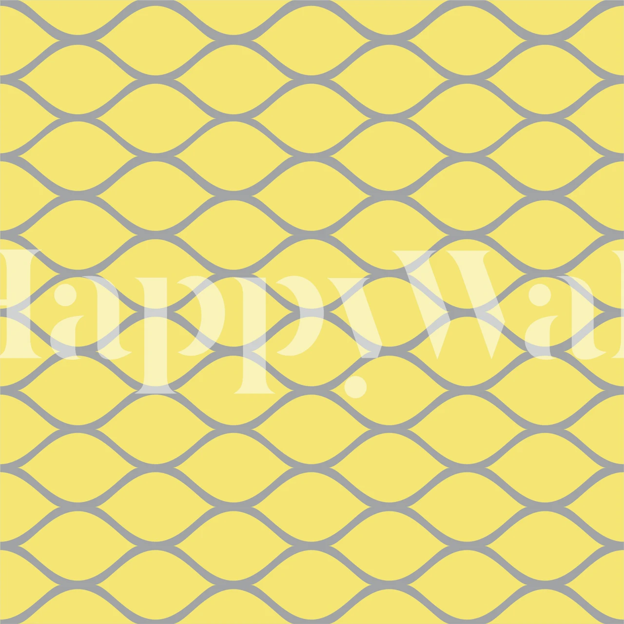 Ogee pattern wallpaper in yellow and taupe