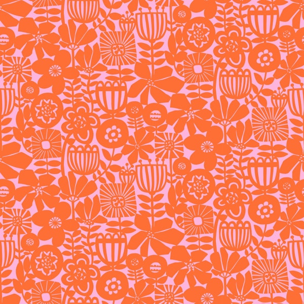 Cut Out Mod Art Florals - Red and Pink