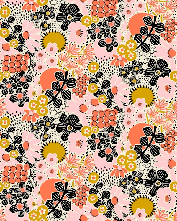 Asian Inspired Sunset Garden Blooms Light