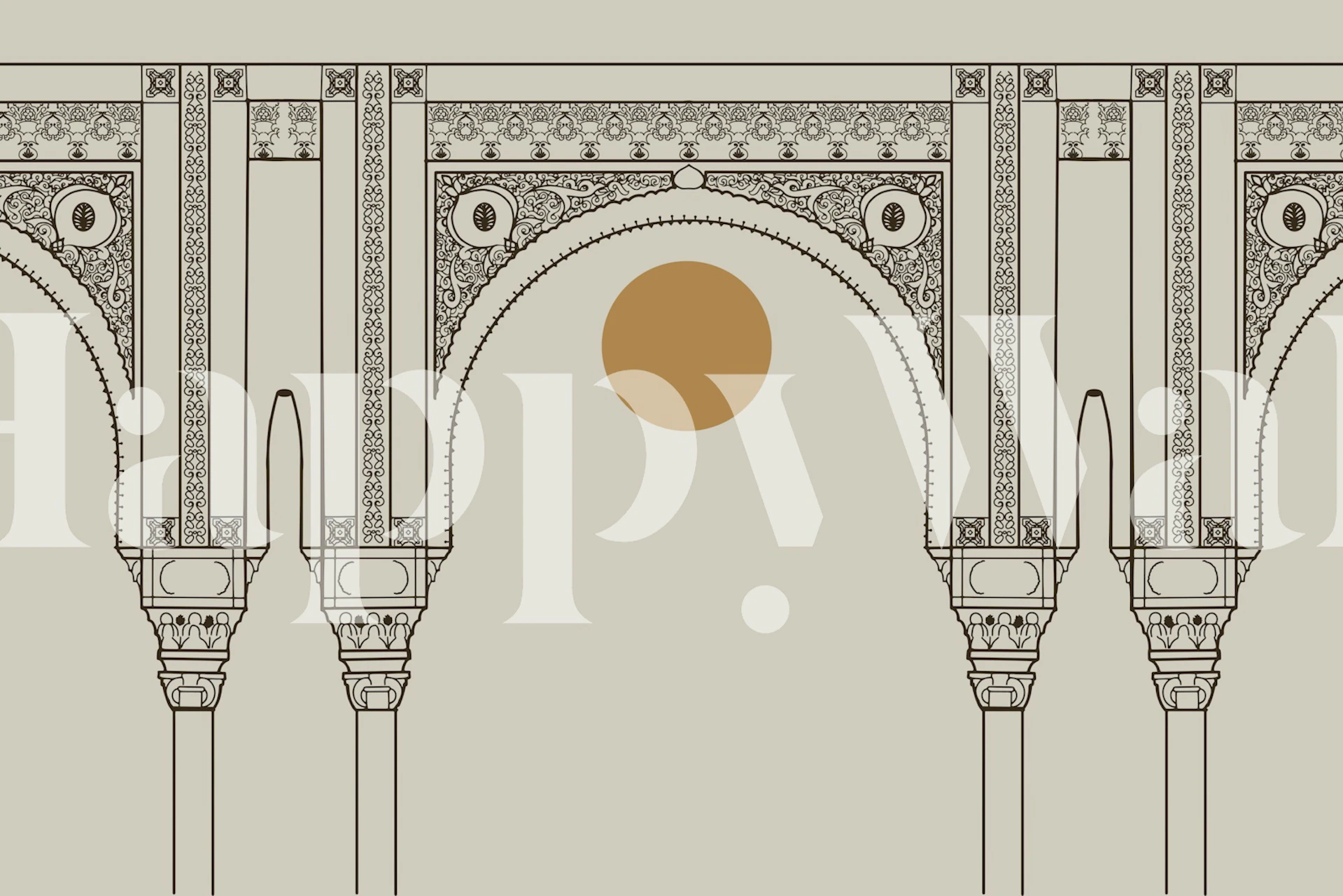 Boho arches with intricate details and a gold circle wallpaper