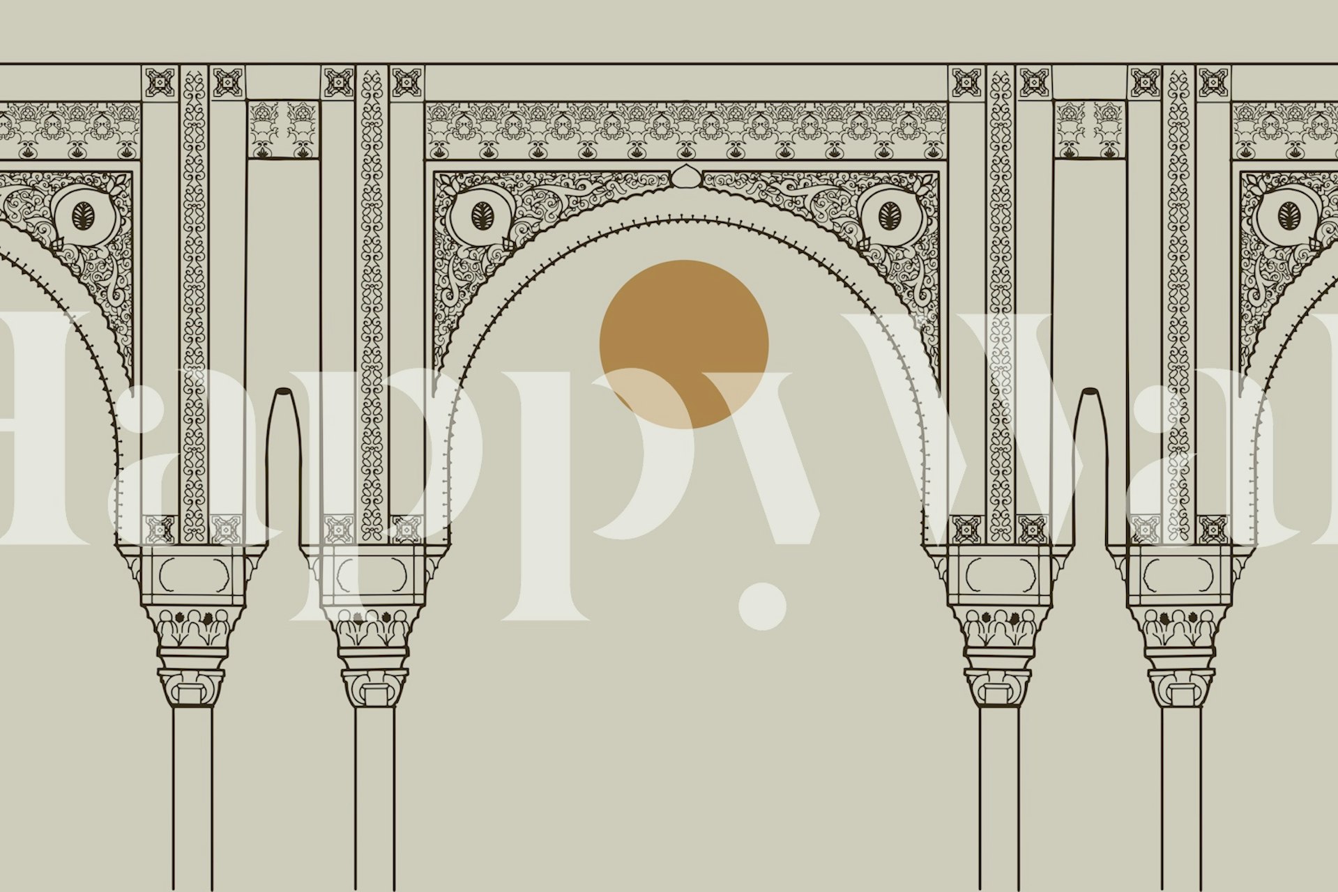 Boho arches with intricate details and a gold circle wallpaper