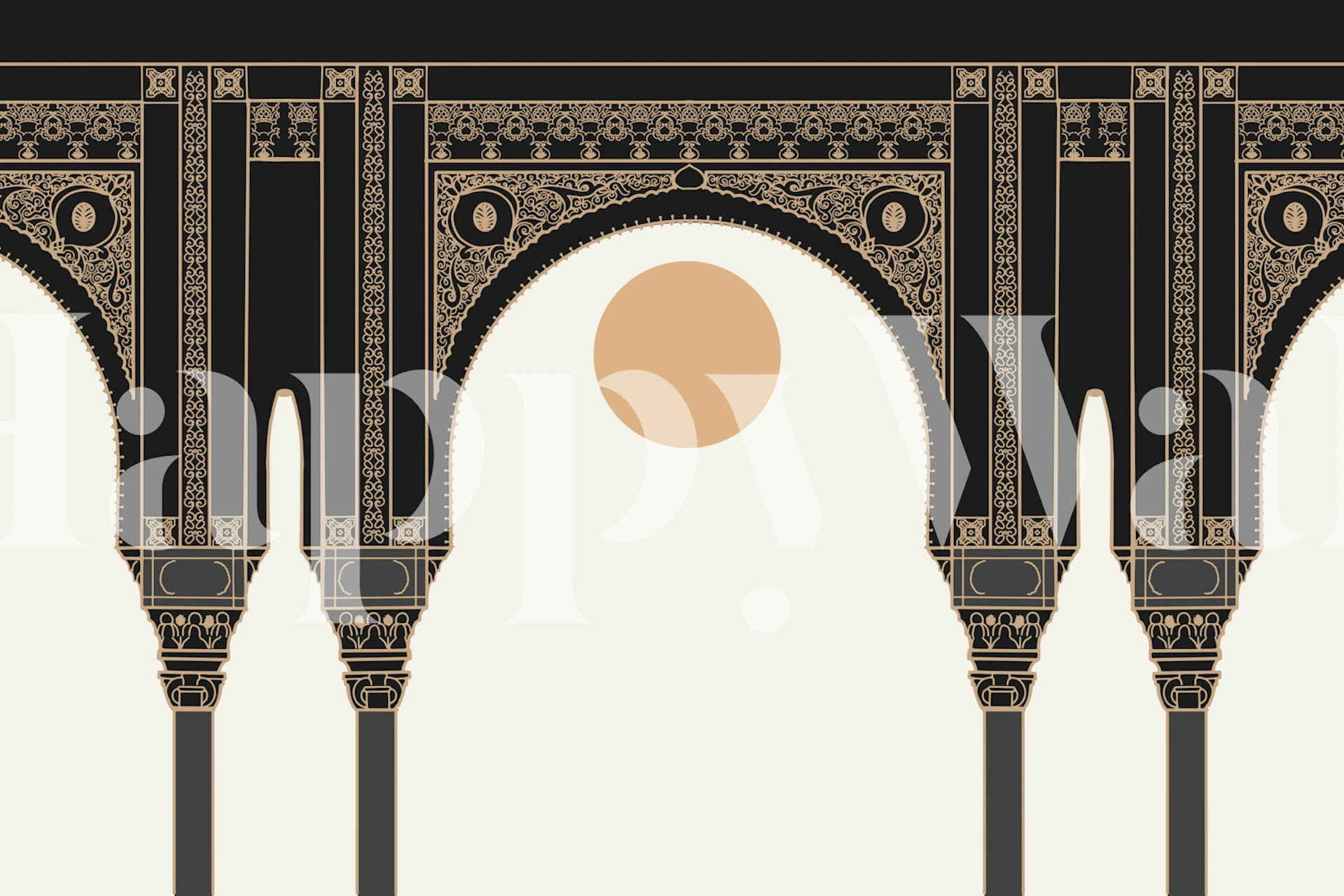 Boho-inspired wall mural with earthy tones and geometric patterns