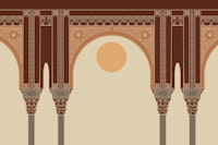 Moroccan Boho Sunrise Landscape wallpaper