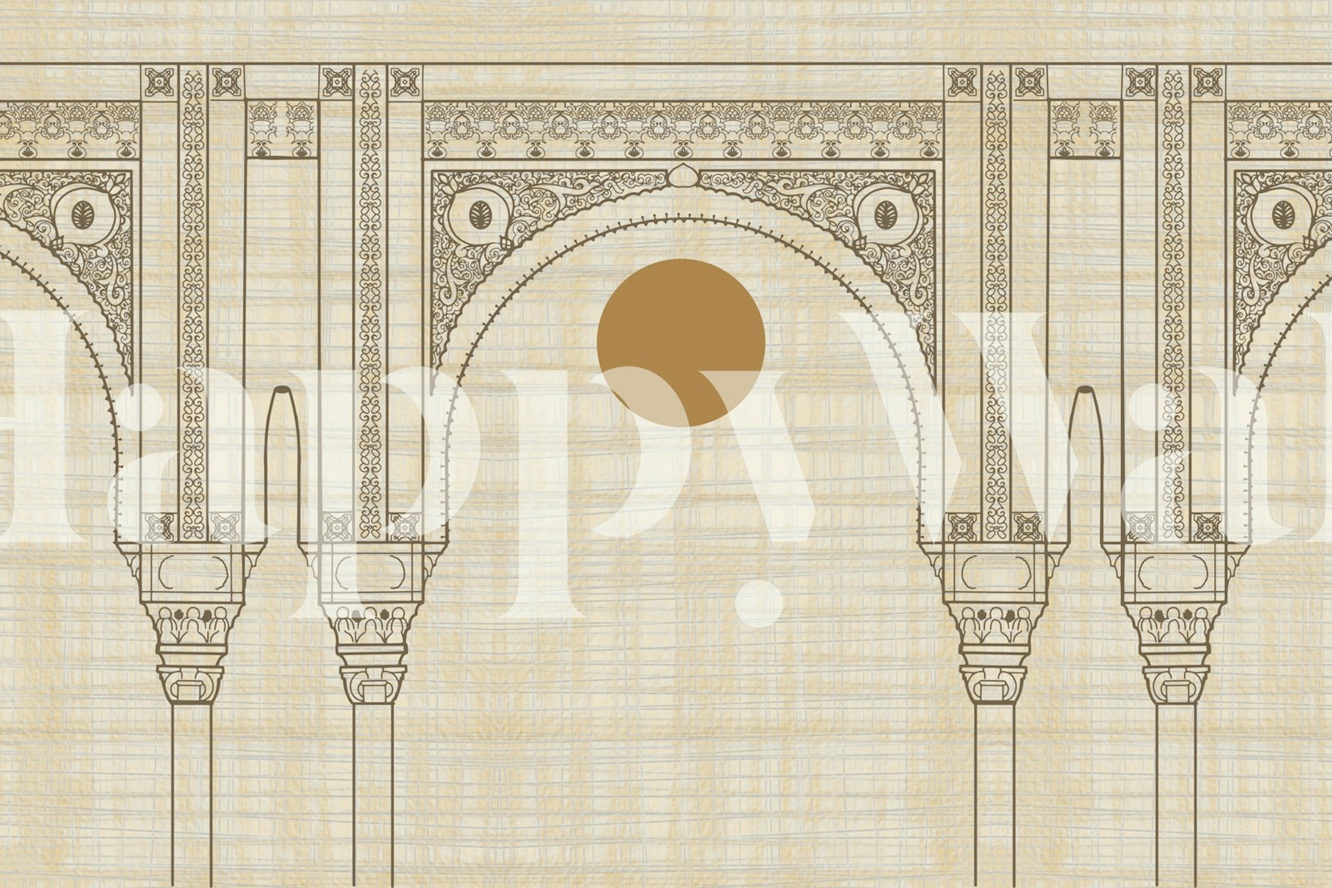 Moroccan Boho Sunrise Art wallpaper in a room