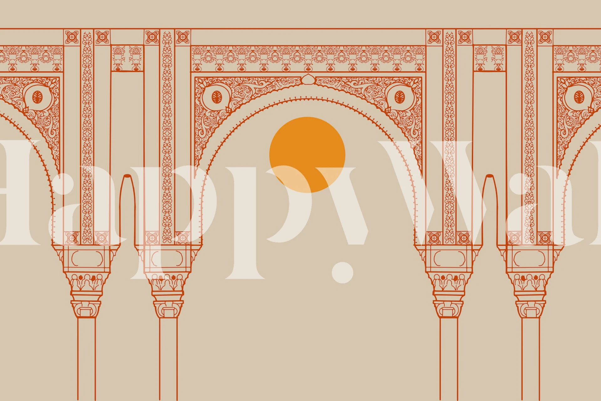 Moroccan style wallpaper with warm bohemian patterns