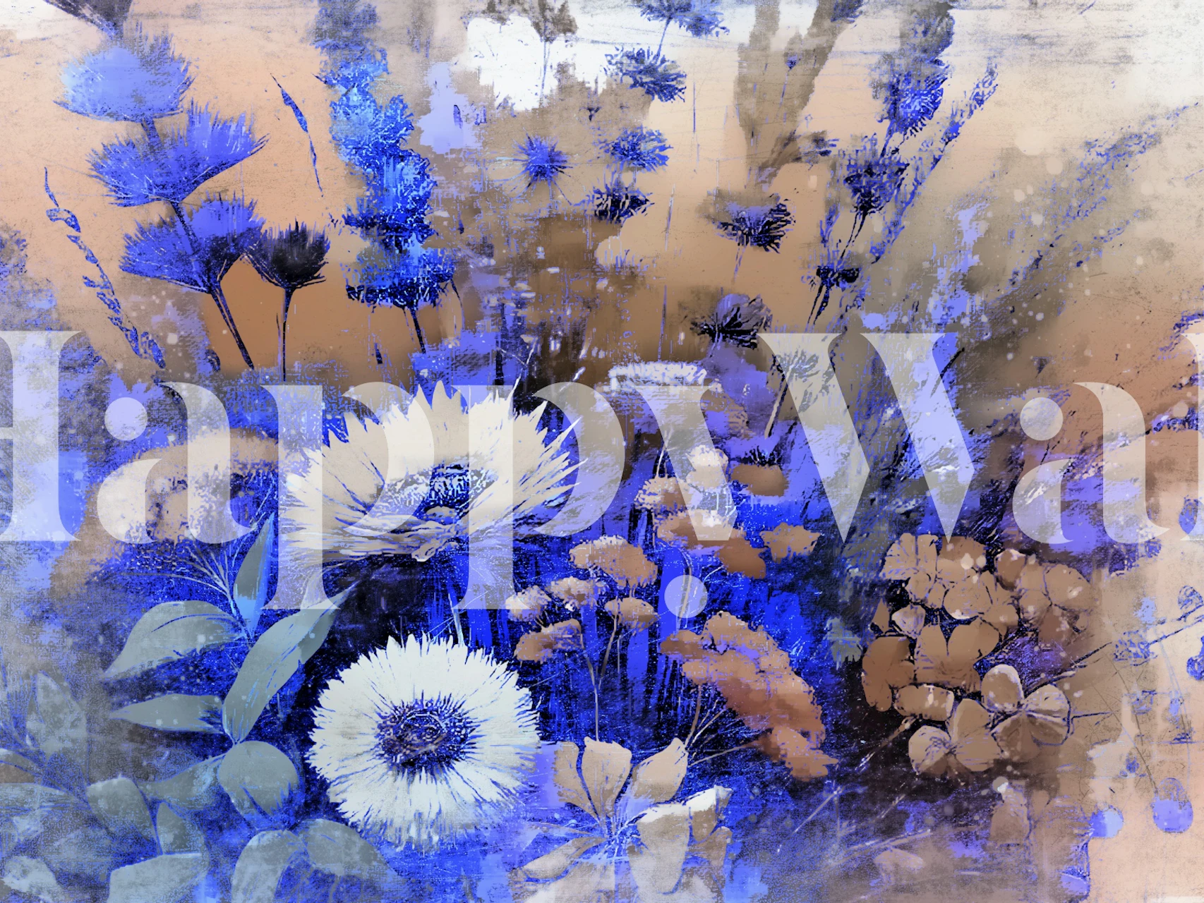 Vivid blue wildflowers with soft petals and green leaves wallpaper