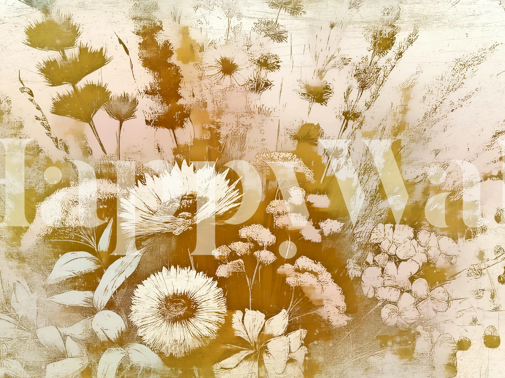 Floral design in soft pastel colors with wildflowers wallpaper