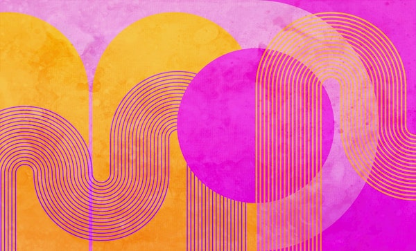 Vivid Modern Rainbow Arch Line Art