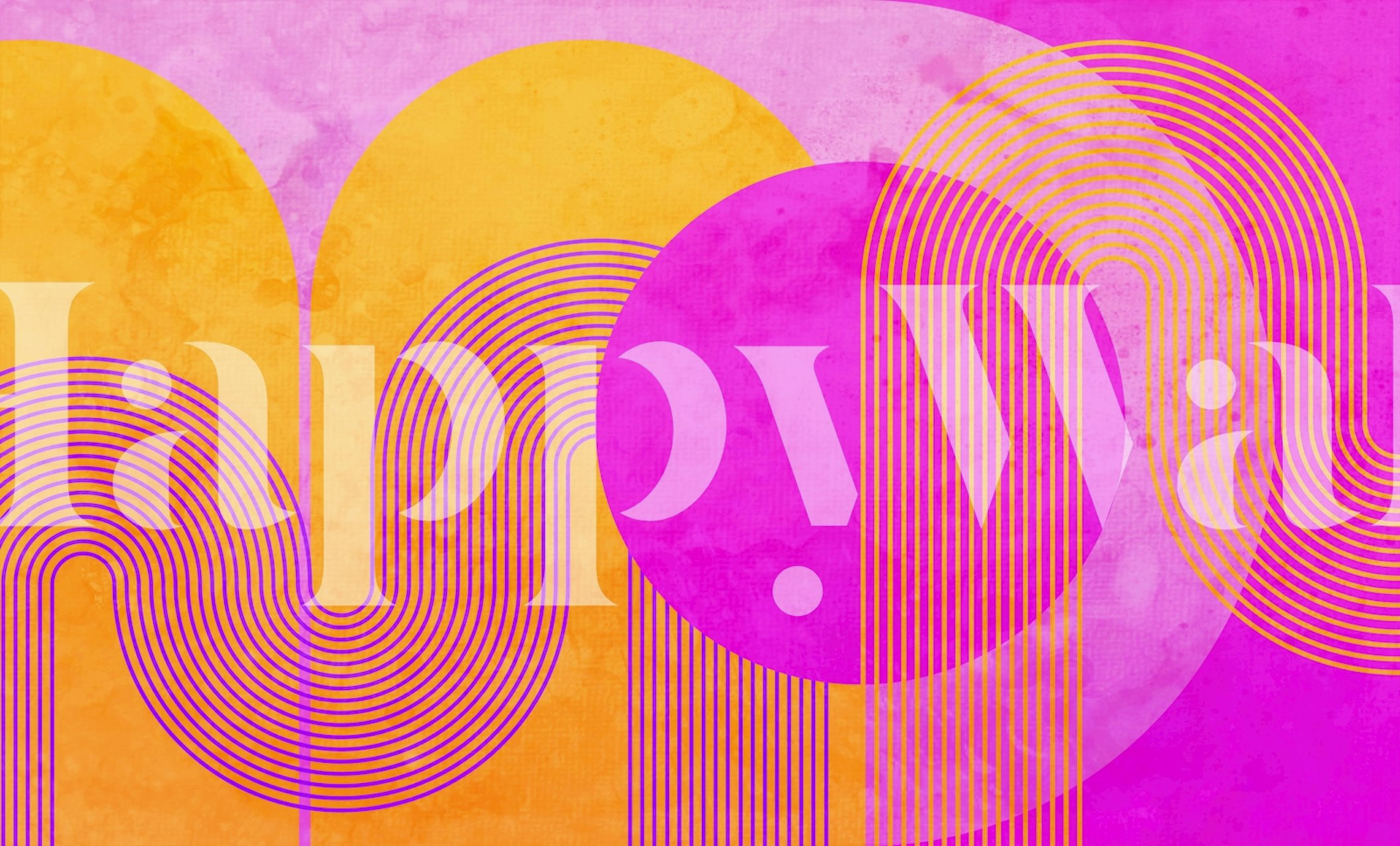 Vivid Modern Rainbow Arch Line Art tapet i et rum