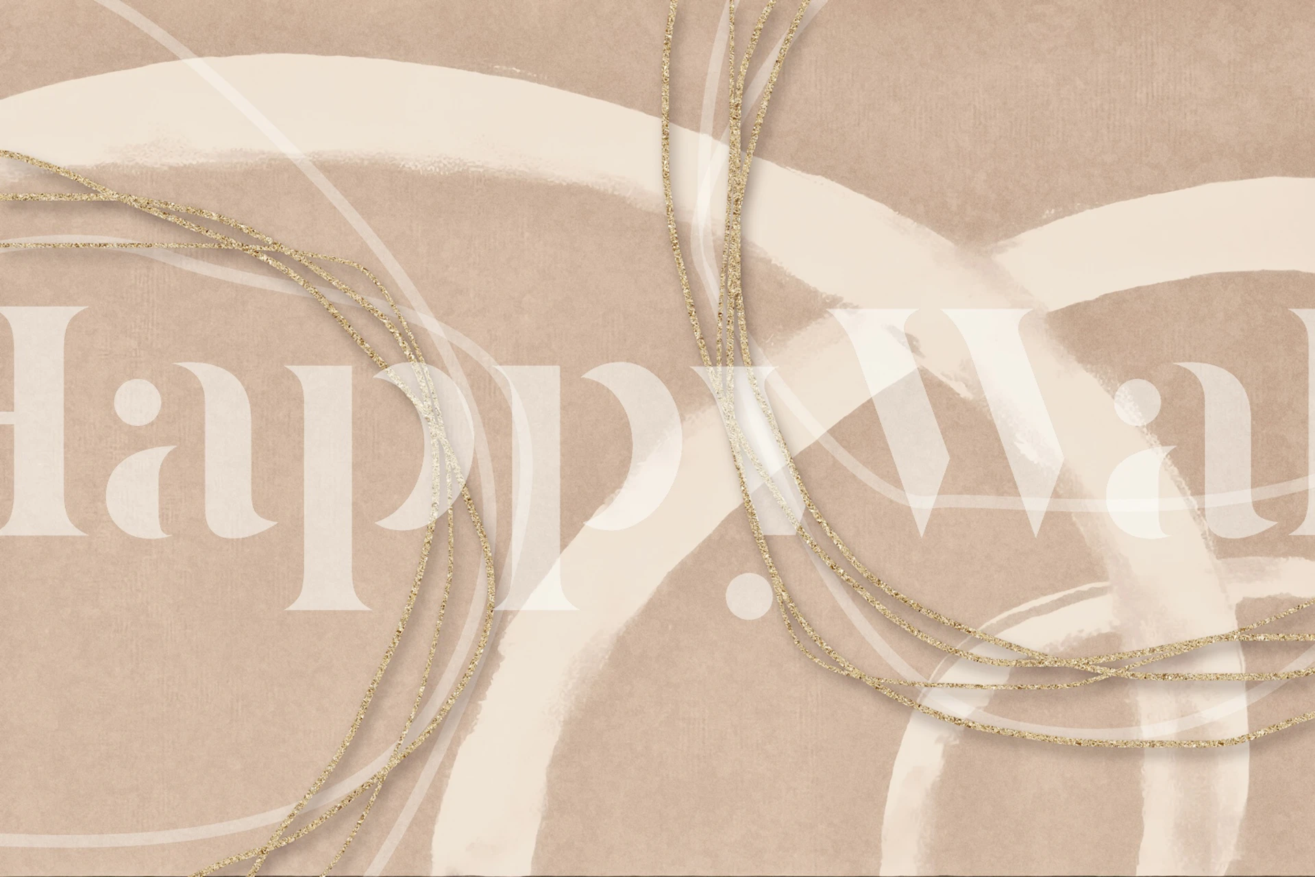 Abstract wallpaper with gold lines on beige background