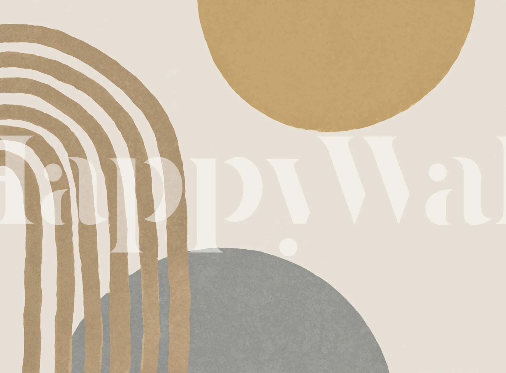 Mid Century Arch Beige Grey wallpaper in a room