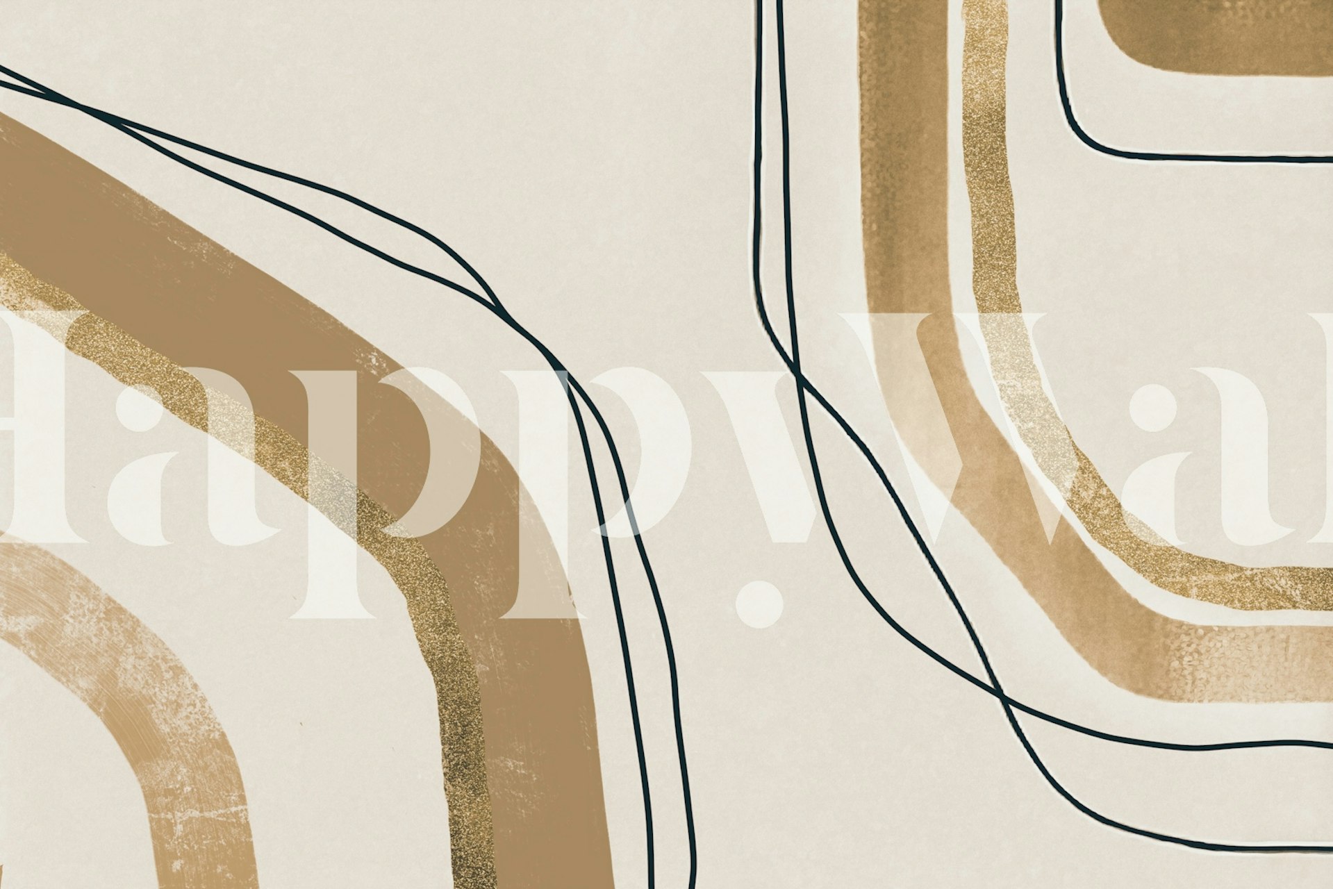 Calming Lines modern beige wallpaper in room