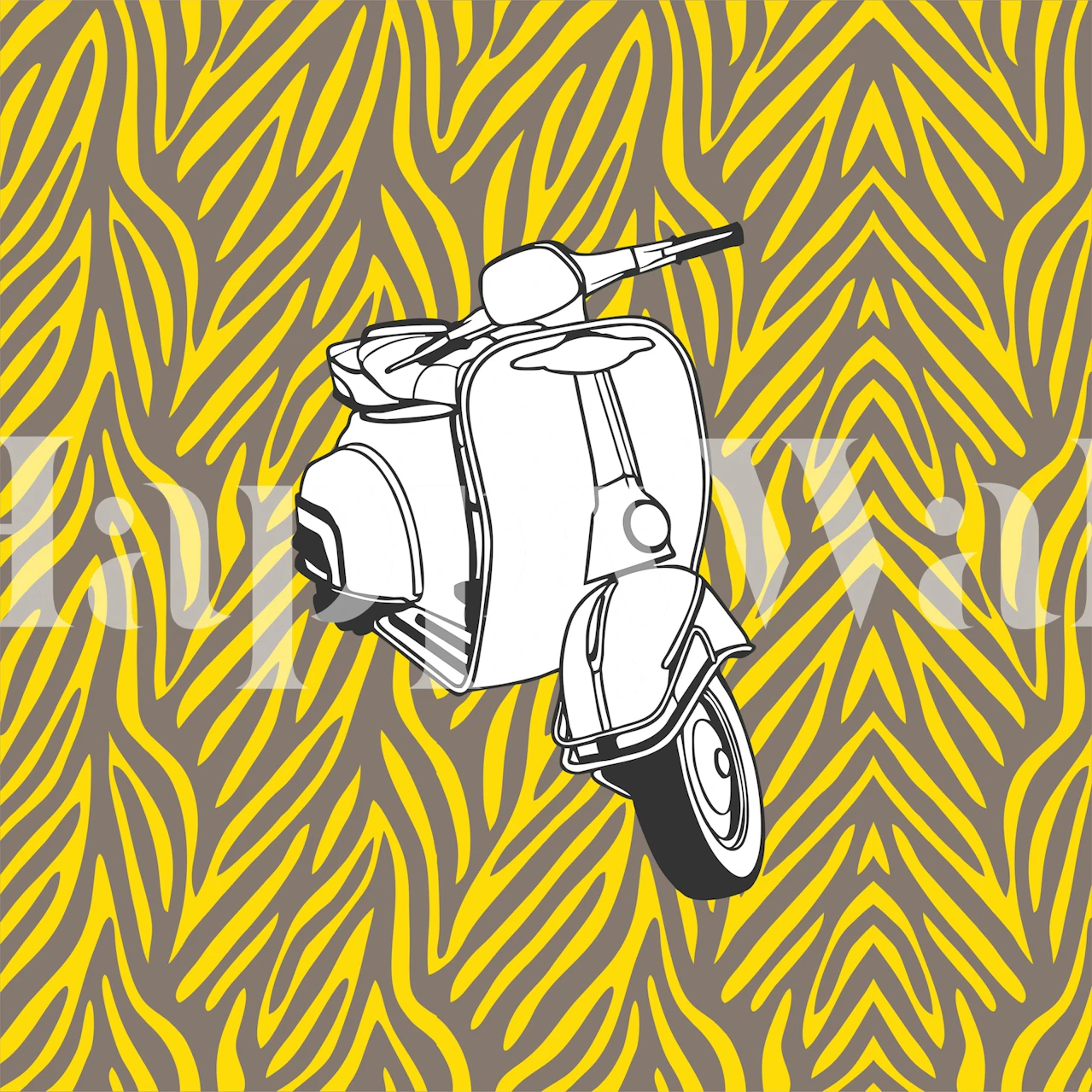 Zebra print pattern in saffron and taupe wallpaper