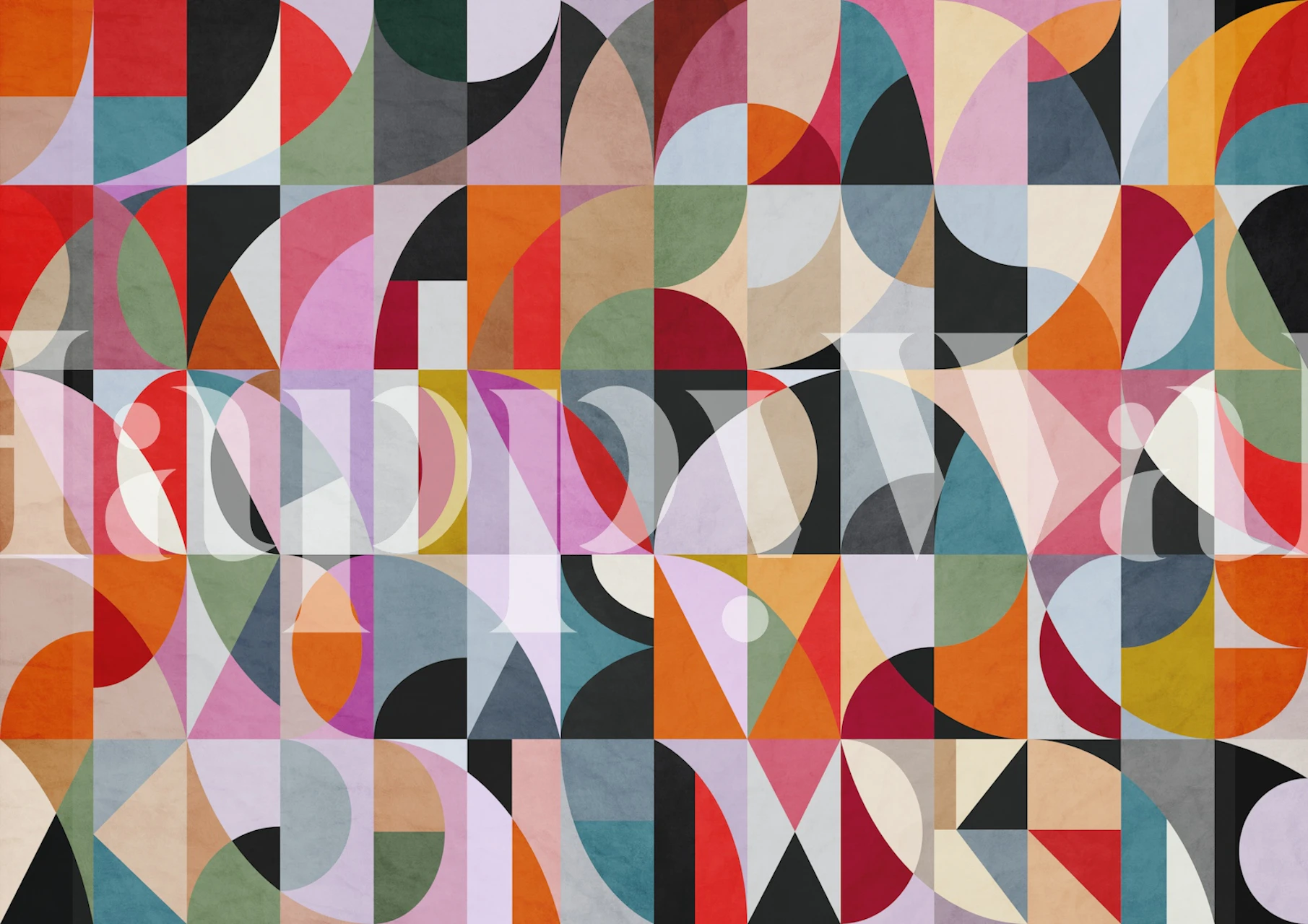 Geometric pattern wallpaper in a room