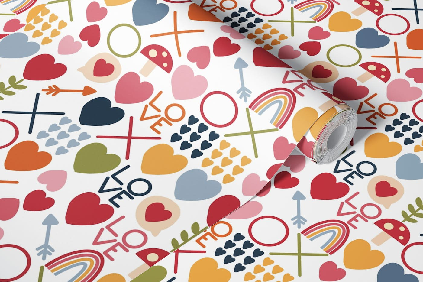 Geometric Valentine wallpaper roll