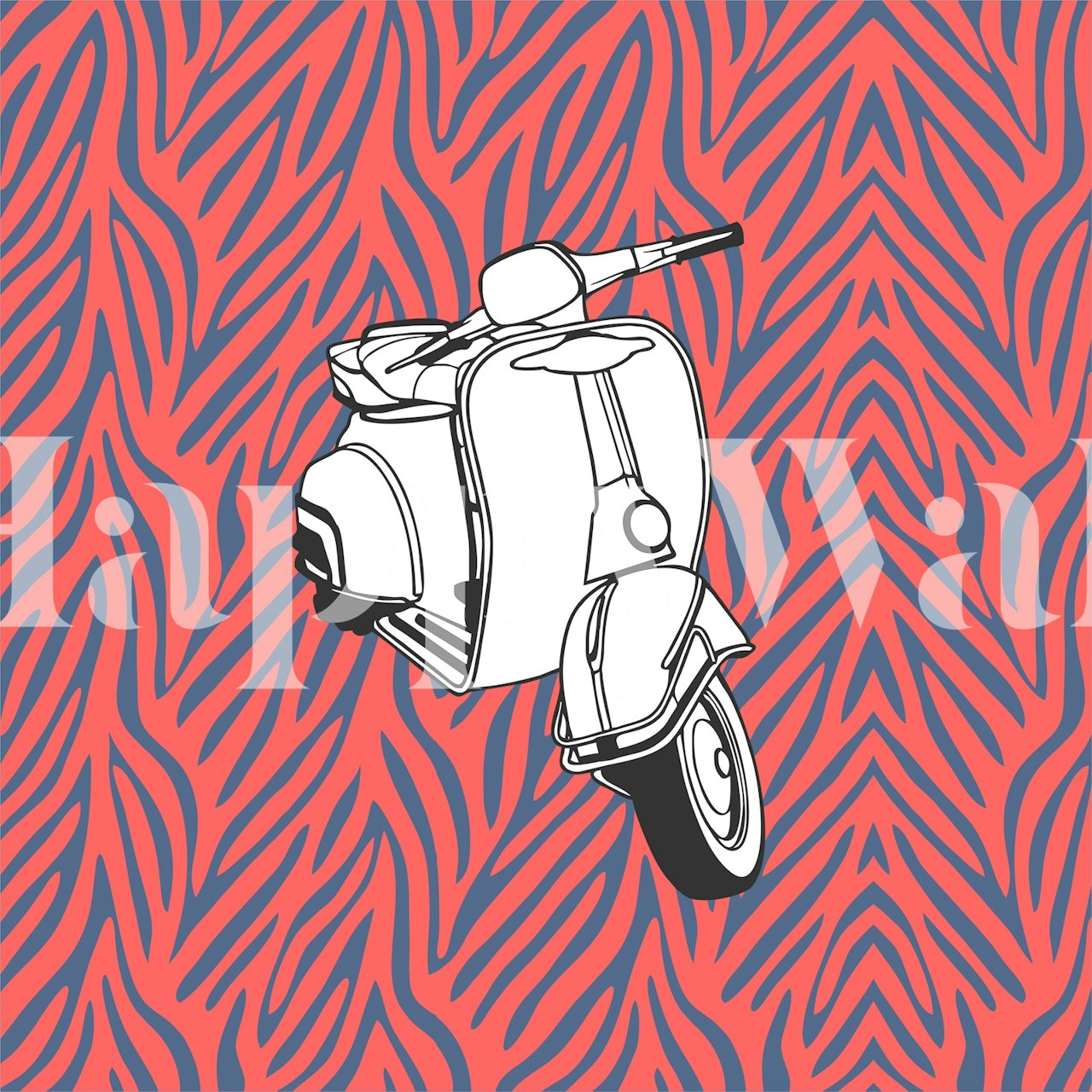Vespa graphic wallpaper v stylovém pokoji