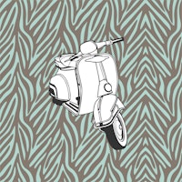 Taupe Sage Animal Print Vespa Bike ταπετσαρία
