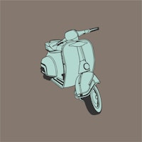 Sage Motorcycle Vespa on solid taupe ταπετσαρία