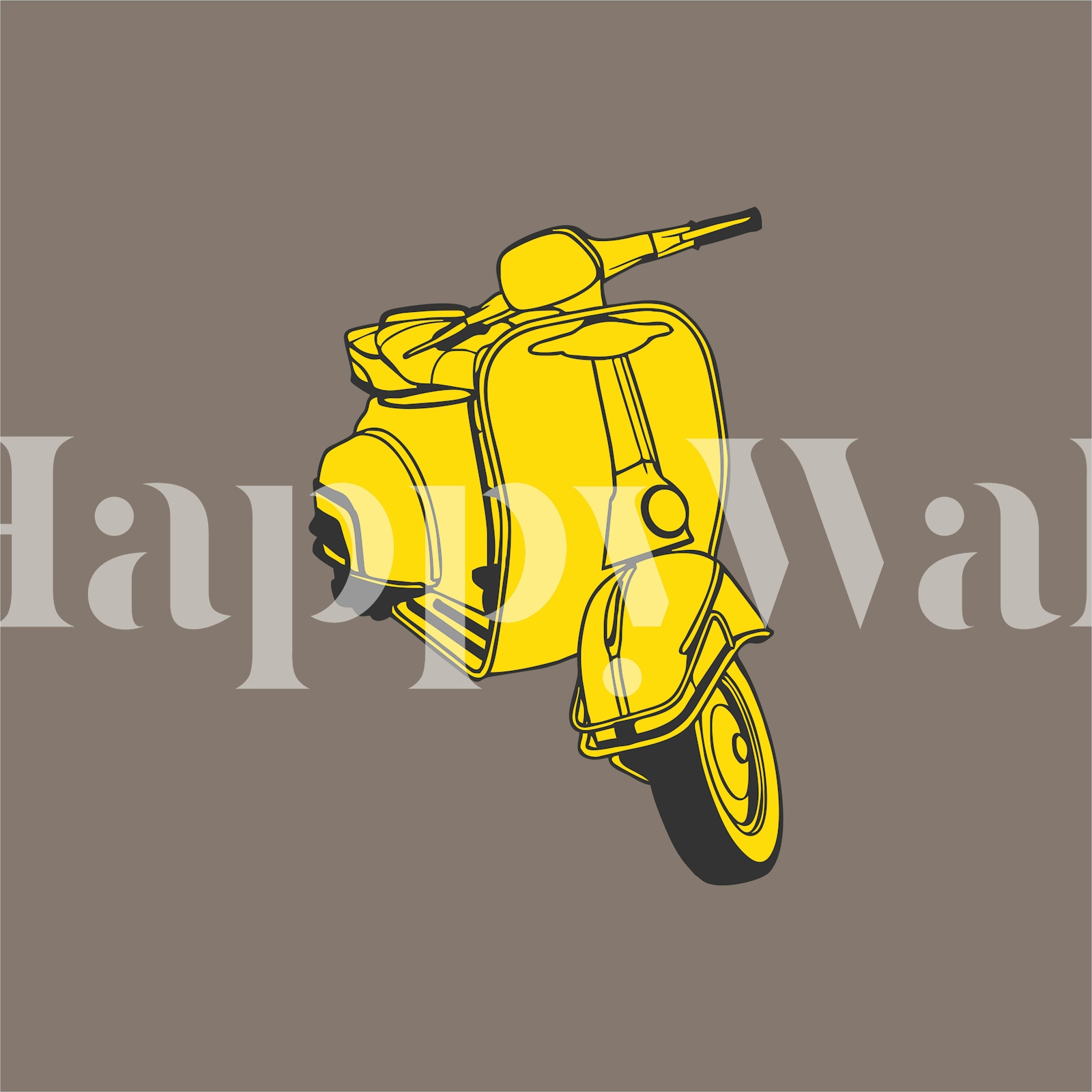 Saffron Yellow Vespa Bike On Taupe Brown Papel Pintado - Bicicleta Vespa  Amarilla Azafrán Sobre Marrón Topo Papel Pintado, image size:1600x1600