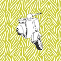 Lime green animal print Vespa graphic ταπετσαρία