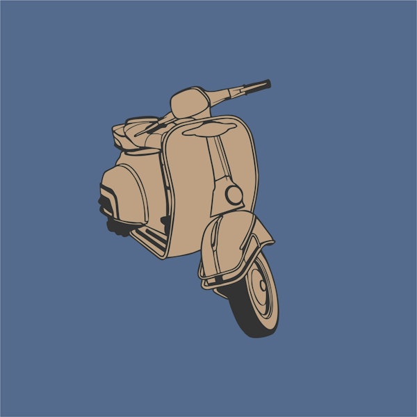 Navy blue solid color taupe Vespa Motorcycle
