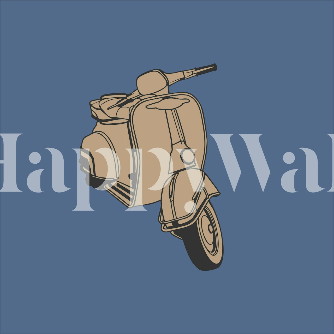 Navy blue wallpaper with Vespa motorcycle design