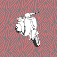 Vespa Bike on animal print pattern ταπετσαρία