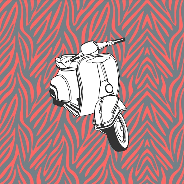 Vespa Bike on animal print pattern