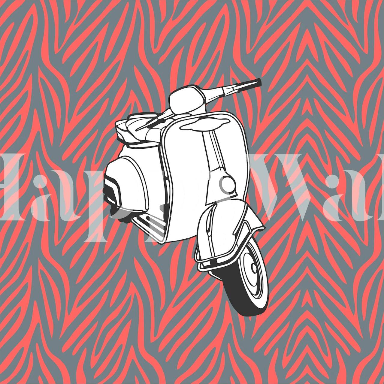 Vespa bike op dierenprint behang