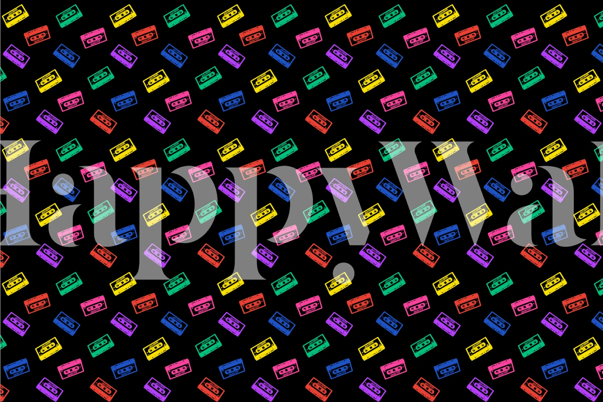 Cassette mixtape wallpaper design in a room