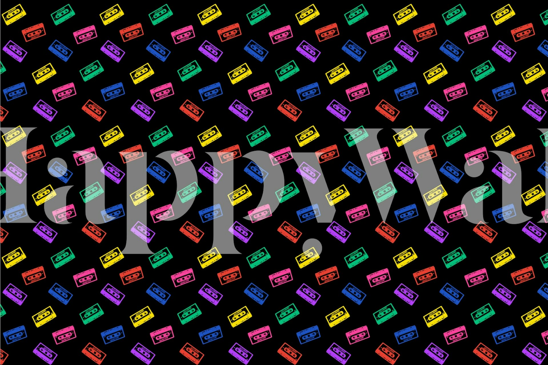 Cassette mixtape wallpaper design in a room